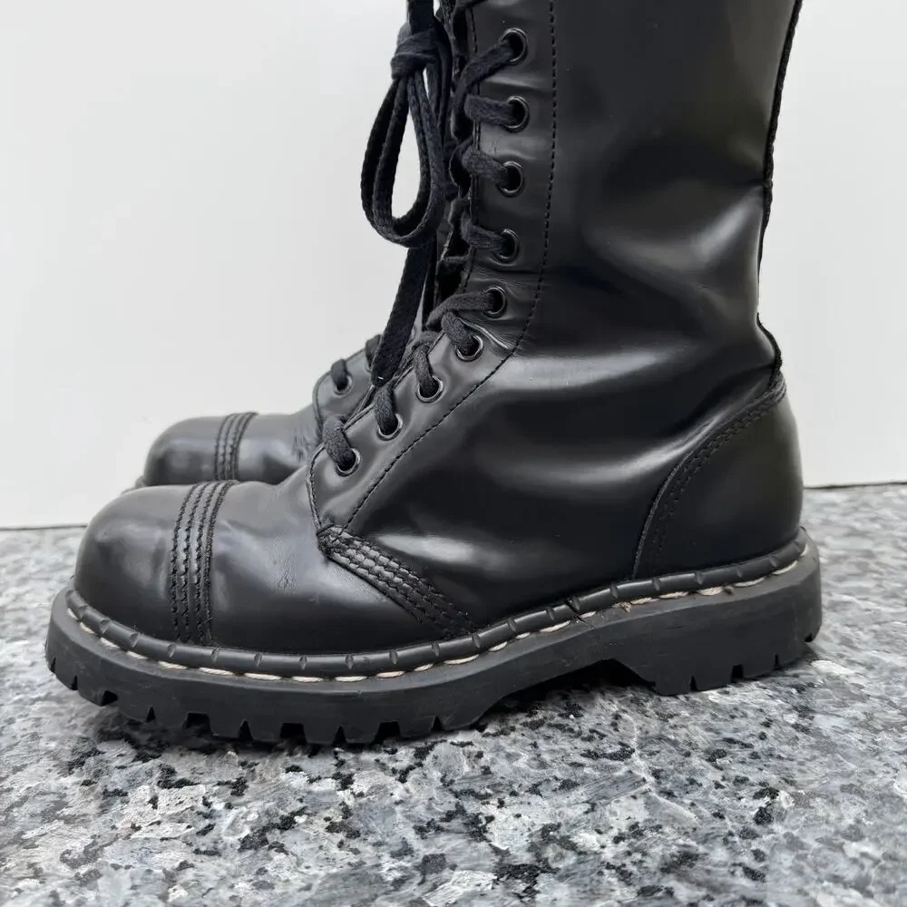 Gripfast England 20 Eye Steel Toe Black Leather Tall Boots UK 5 / US Women 7
